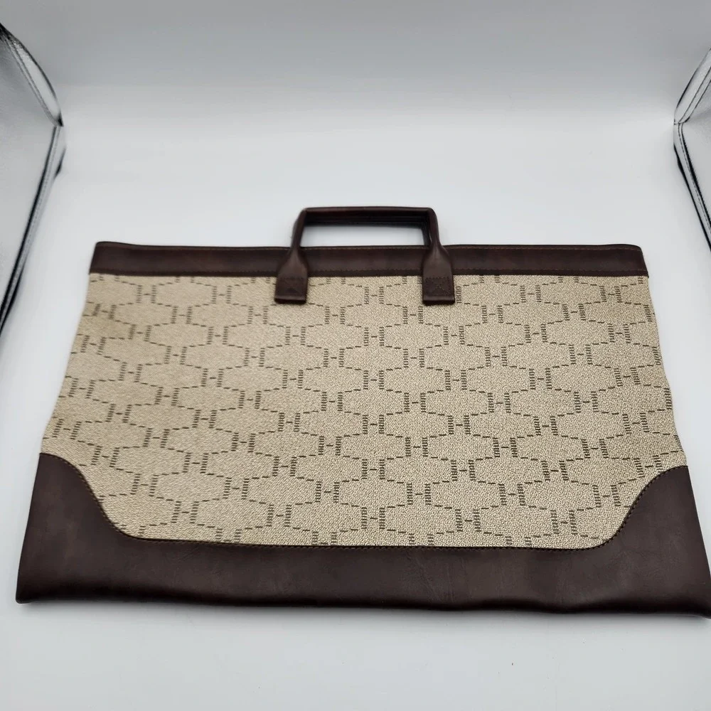 Vintage Security Pacific Bank Portfolio Briefcase 17x11‎ Canvas Faux Leather